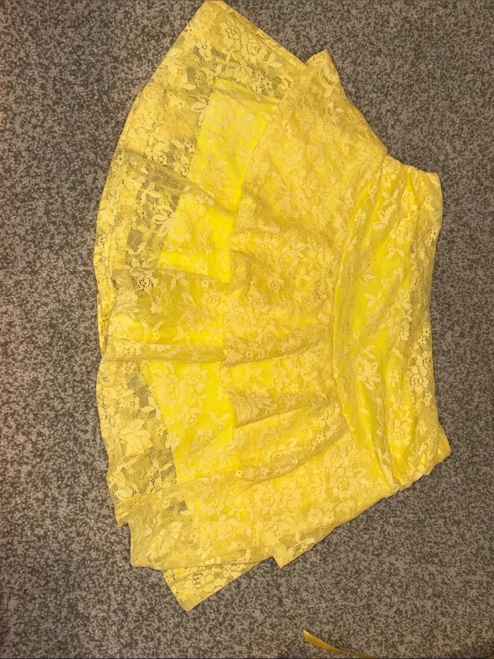 Amazon Yellow Lace Tiered Skater Skirt